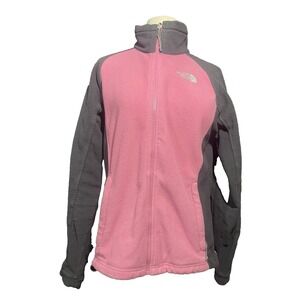 The North Face‎ Fleece Jacket Pink Gray Full Zip Womens Outdoor Warm Layer